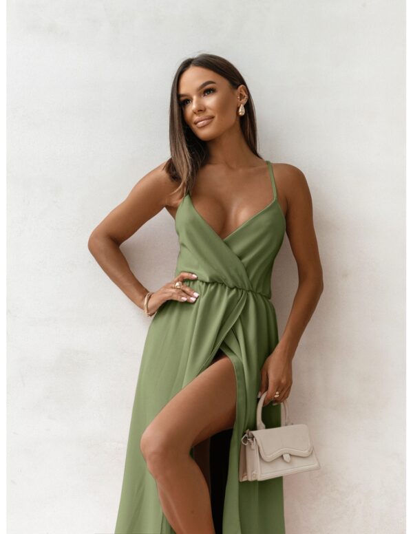 Sukienka maxi na ramiączkach SENTILA - szałwiowa