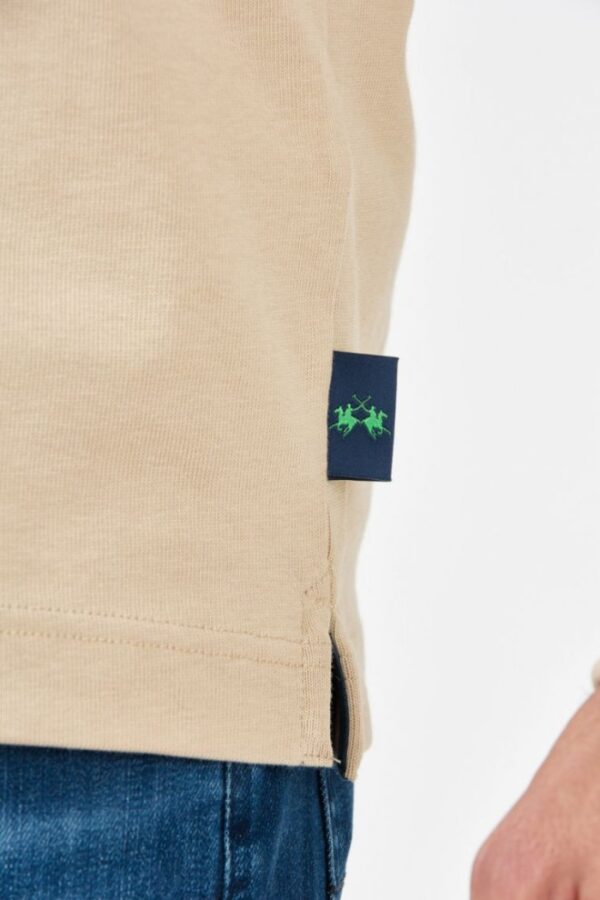 LA MARTINA Beżowa męska bluza polo z wyszywanym logo