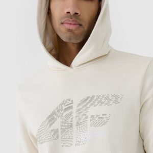 4F Bluza dresowa nierozpinana z kapturem męska - beżowa