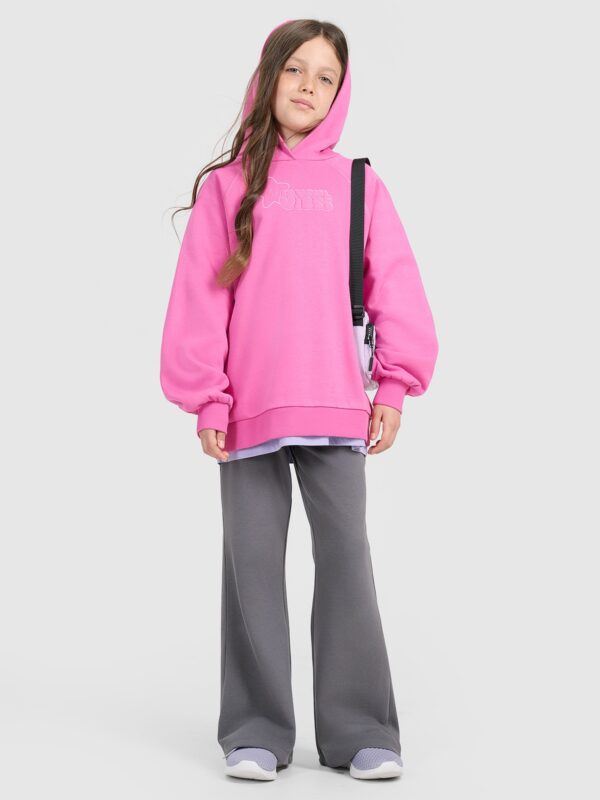 4F Bluza dresowa nierozpinana z kapturem dziewczęca - różowa 164 (13-14 lat)