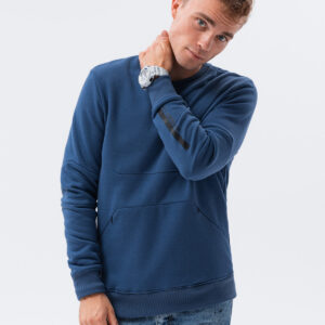 Bluza męska z kieszenią zapinaną na zamek - jeansowa V6