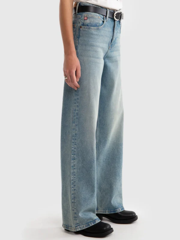 Jeansy damskie z szeroką nogawką z kolekcji Authentic niebieskie Atrea 130