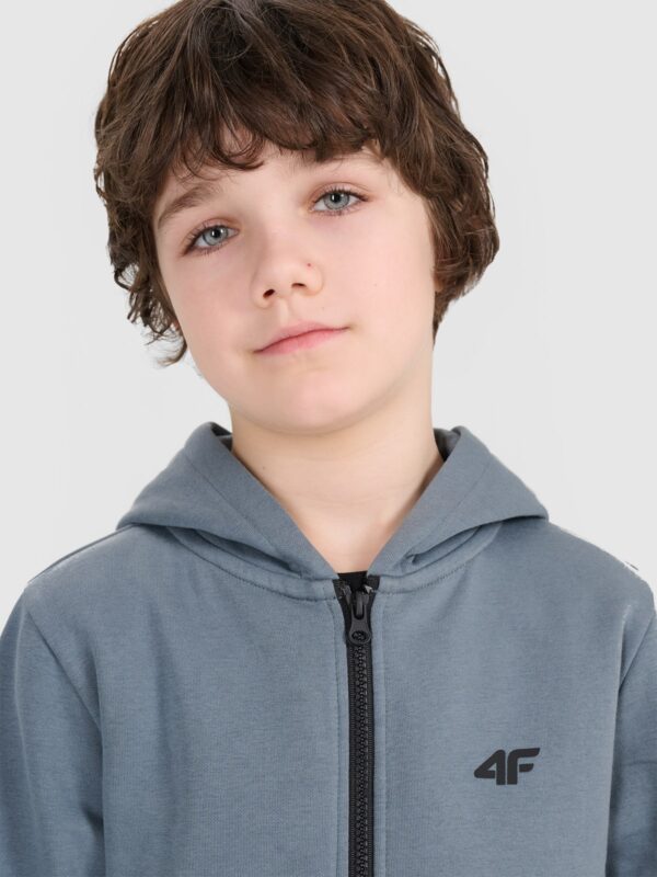 4F Bluza dresowa rozpinana z kapturem chłopięca - turkusowa 146 (10-11 lat)
