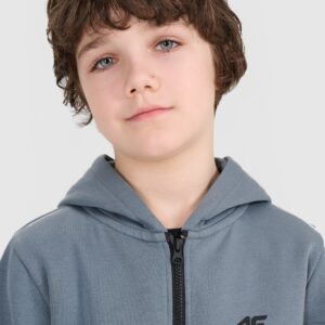 4F Bluza dresowa rozpinana z kapturem chłopięca - turkusowa 146 (10-11 lat)