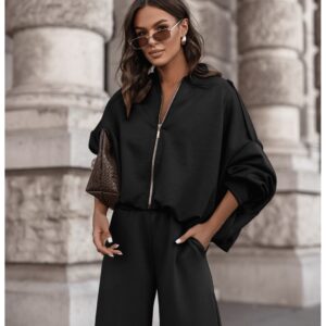 Masełkowy dres z szerokimi spodniami SORGO - czarny