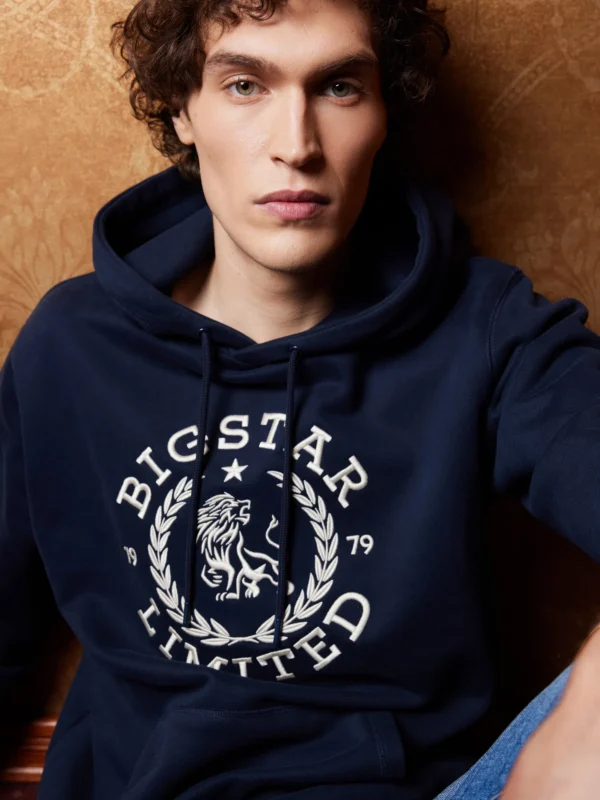 Bluza męska z kapturem granatowa Hanes 403