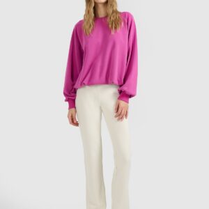 4F Bluza dresowa nierozpinana z modalem damska - różowa