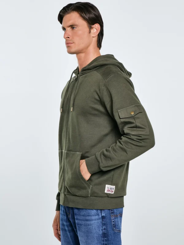 Bluza męska rozpinana z kapturem khaki Jagmur 303