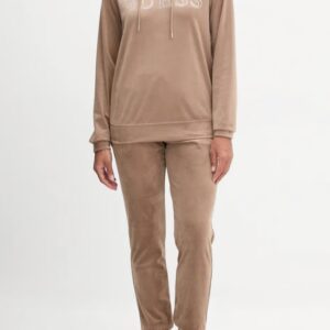 GUESS Brązowa welurowa damska bluza Couture