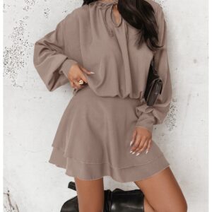 4e4810cea3b706cce36a37bc5a359b7a5ba22c9a Rozkloszowana sukienka mini CLEO - mocha mousse