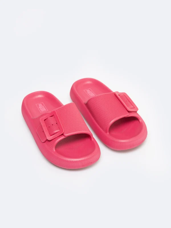 Klapki damskie z ozdobną klamrą różowe RR274A583 602