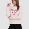 GUESS Różowa damska bluza z dużym logo Original Fleece