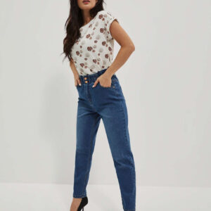 Jeansy paper bag ciemnoniebieskie