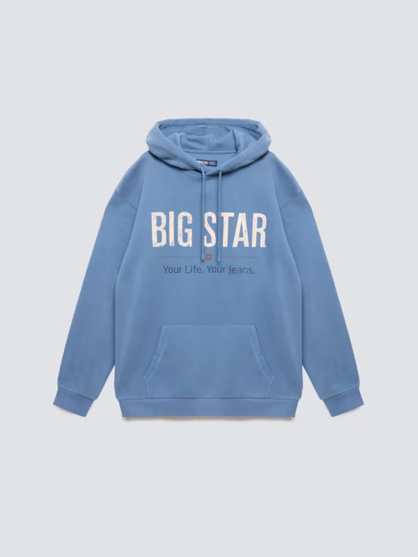 Bluza męska z kapturem z logo BIG STAR niebieska Ashlyno 402