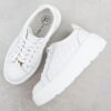 Skórzane półbuty damskie pikowane sneakersy na platformie białe Filippo DP7285