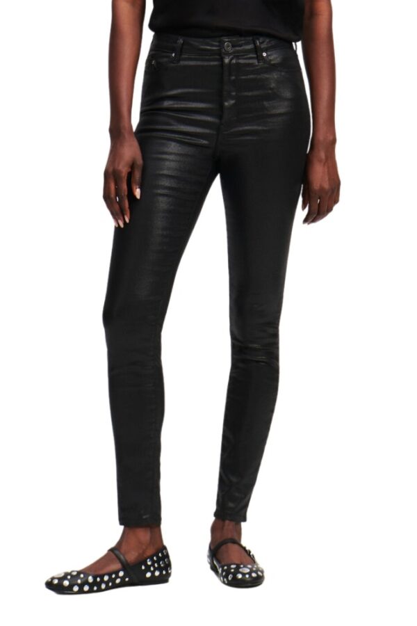 KARL LAGERFELD Czarne damskie spodnie Coated Skinny Denim Pants