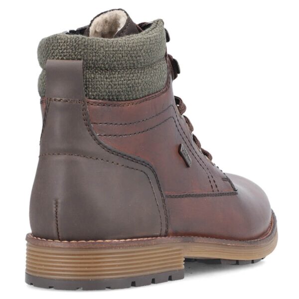 Skórzane wodoodporne trzewiki buty męskie ocieplane brązowe Rieker F4544