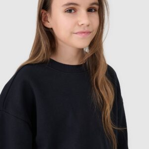 4F Bluza dresowa nierozpinana bez kaptura dziewczęca - czarna 122 (6-7 lat)