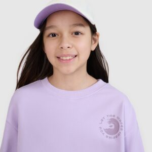 4F Bluza dresowa nierozpinana bez kaptura dziewczęca - fioletowa 164 (13-14 lat)