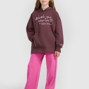 4F Bluza dresowa oversize nierozpinana z kapturem dziewczęca - brązowa 158 (12-13 lat)