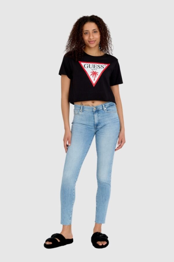 7 FOR ALL MANKIND Jasnoniebieskie jeansy damskie z wysokim stanem HW SKINNY SLIM ILLUSION