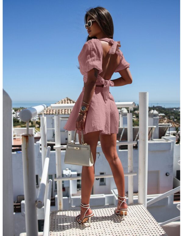 564e8b79396dc0d3101f5d21bc2f8dd8b6a5c62b Muślinowy komplet bluzka i spódnico-spodenki JUNA - brudny róż