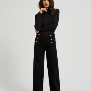 Jeansy z ozdobnymi guzikami czarne