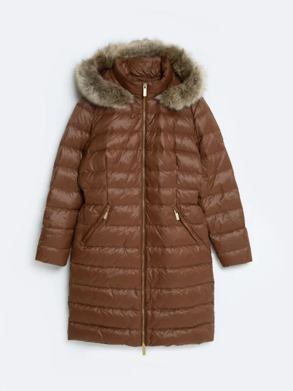 Płaszcz damski puchowy pikowany brązowy Rosabel 804