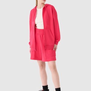 4F Bluza dresowa rozpinana z kapturem damska - różowa