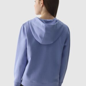 4F Bluza dresowa rozpinana z kapturem dziewczęca - fioletowa 122 (6-7 lat)