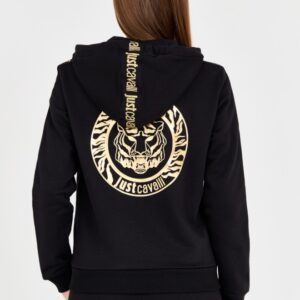 JUST CAVALLI Czarna damska bluza T-round Gold