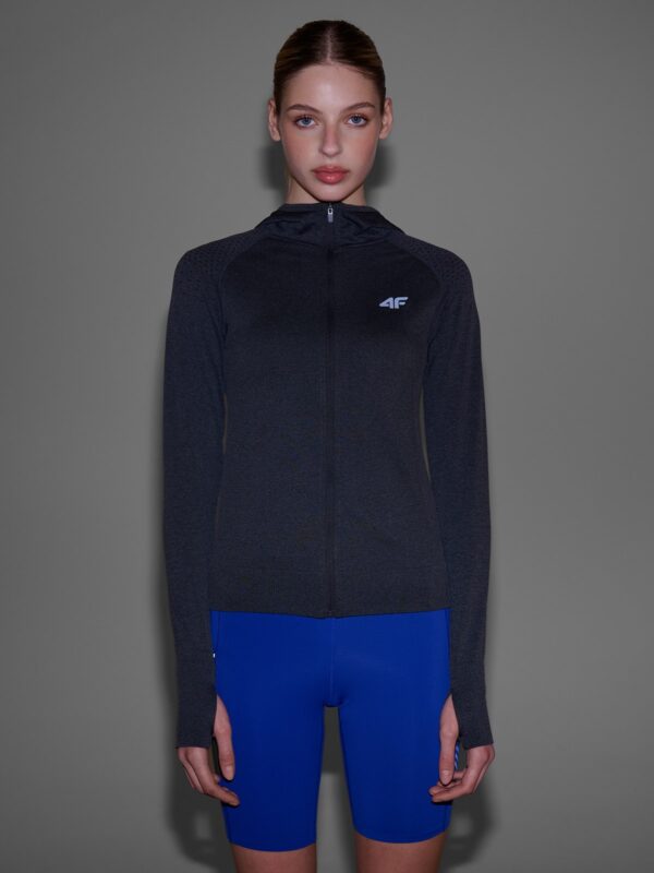 4F Bluza do biegania w terenie rozpinana z kapturem damska - szara