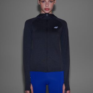 4F Bluza do biegania w terenie rozpinana z kapturem damska - szara