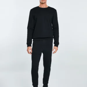 Bluza męska ze splotem pique czarna Wiler 906