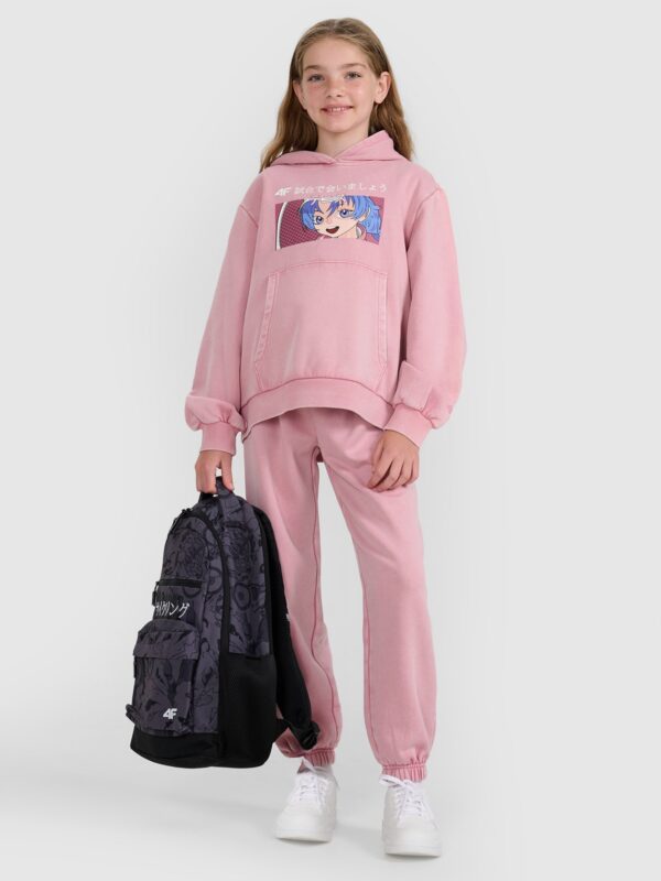 4F Bluza dresowa nierozpinana z kapturem dziewczęca - różowa 134 (8-9 lat)