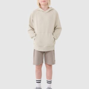 4F Bluza dresowa nierozpinana z kapturem chłopięca - beżowa 122 (6-7 lat)