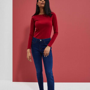 Jeansy skinny zapinane na guzik i zamek ciemnoniebieskie