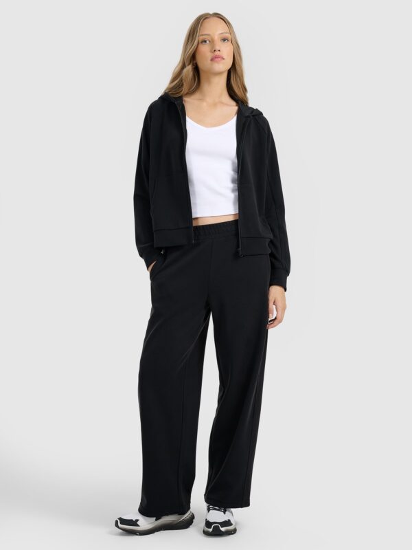 4F Bluza dresowa rozpinana z modalem damska - czarna