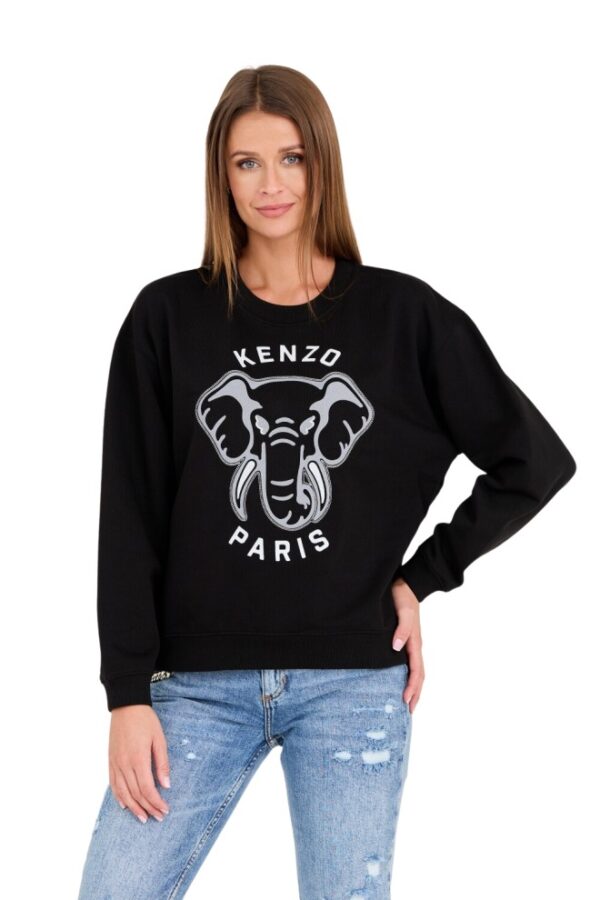 KENZO Czarna damska bluza VARSITY JUNGLE' ELEPHANT EMBRO