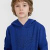 4F Bluza dresowa nierozpinana z kapturem chłopięca - niebieska 128 (7-8 lat)