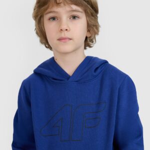 4F Bluza dresowa nierozpinana z kapturem chłopięca - niebieska 152 (11-12 lat)