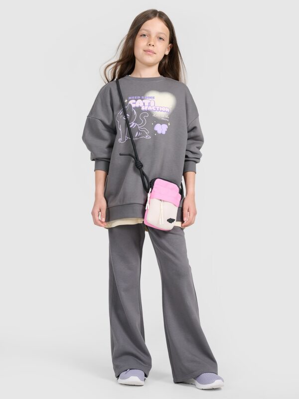 4F Bluza dresowa oversize nierozpinana bez kaptura dziewczęca - szara 134 (8-9 lat)