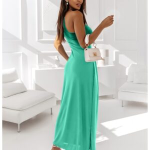 Sukienka maxi na jedno ramię BLANKA - miętowa