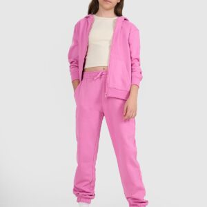 4F Bluza dresowa rozpinana z kapturem dziewczęca - różowa 146 (10-11 lat)