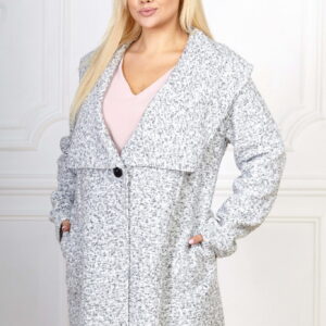 Popielaty melanżowy płaszcz Mery PLUS SIZE XXL JESIEŃ