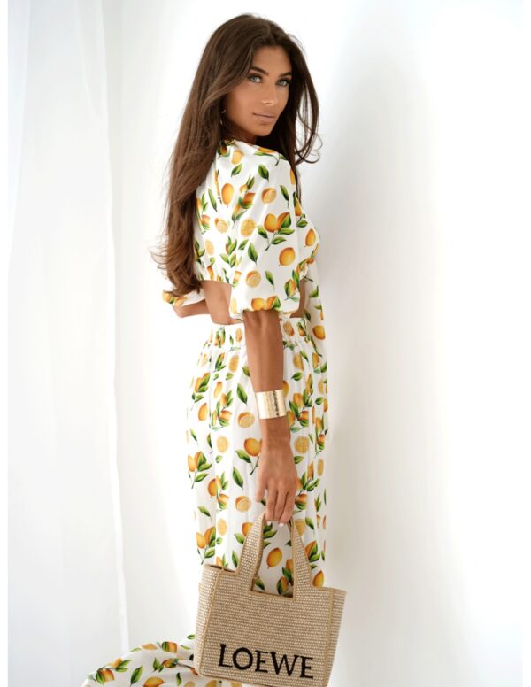 Komplet w print wiązany top i spodnie PONTY - wzór 1