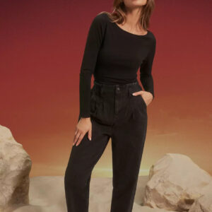 Jeansy paperbag czarne