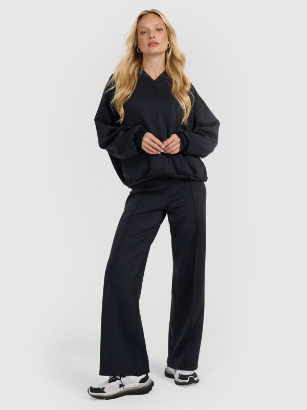 4F Bluza dresowa rozpinana bez kaptura damska - czarna