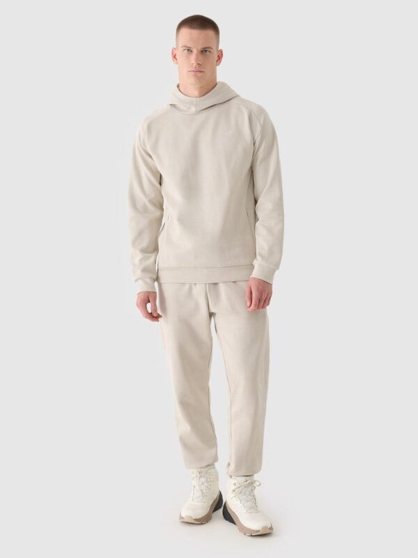 4F Bluza dresowa nierozpinana z kapturem męska - beżowa