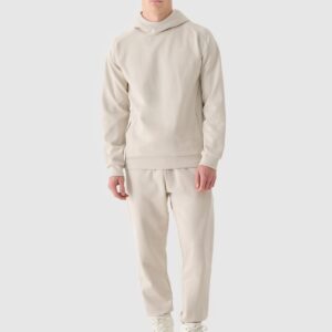 4F Bluza dresowa nierozpinana z kapturem męska - beżowa
